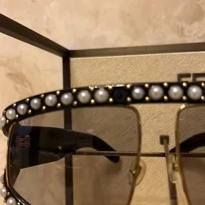 Gucci | Accessories | Gucci Sunglasses Mask Black Pearl Gold  display picture 3